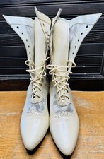 Oak Tree Farms Cathedral Ivory Lace Size 7 Wedding Cowgirl Boots Vows Excellent
