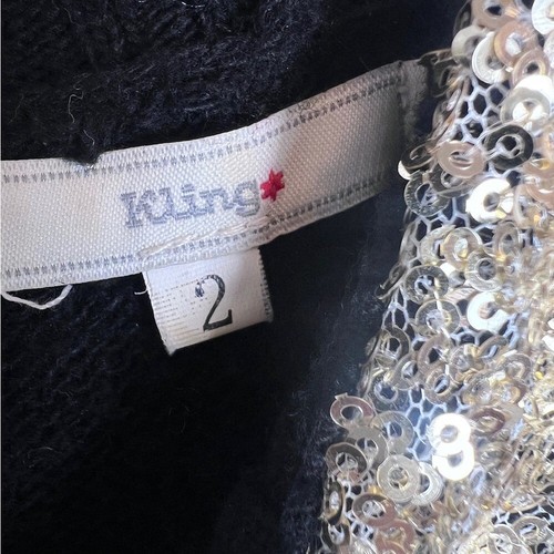 Kling Pulloverkleid schwarz gold Glitzer Peter Pan Kragen Urlaub Silvester - Bild 6 von 11