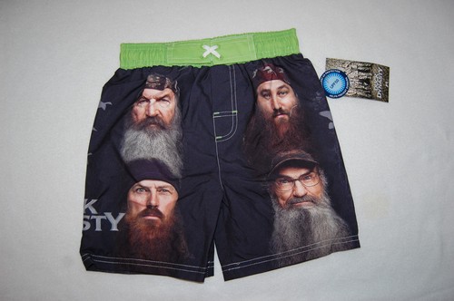 Boys Swim Trunks DUCK DYNASTY Black Green PHIL SI WILLIE JACE Shorts BEARDS Sz 4 - Picture 1 of 2