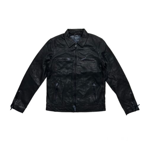 New Allsaints Karl Black Leather Jacket Size Small