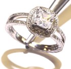18k white gold .23ct 5x5mm princess halo diamond semi mount engagement ring 7 — photo 7
