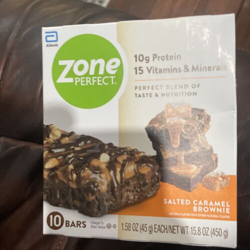 1 box - Zone Perfect Nutrition Bar Salted Caramel Brownie - 10 bars READ