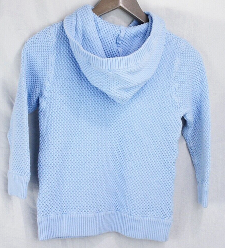 Hanna Andersson Kids Blue Knit Sweater Pullover Hoodie Unisex Hooded 120 - Picture 2 of 6