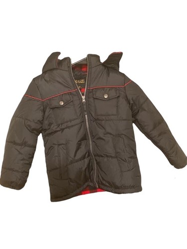 Ixtreme Puffer Coat Fleece Lining Water Resistant Black/Red Black Plaid 5/6 - Picture 3 of 6