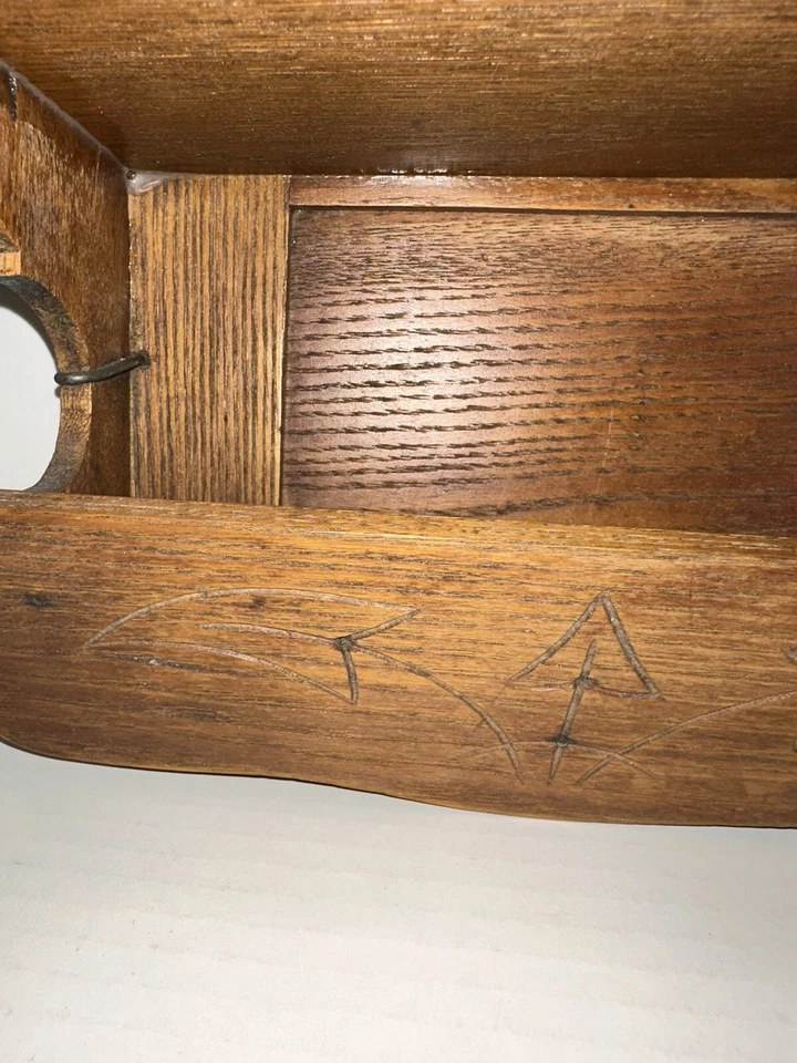 Wall Note Roll Message Board Organizer Hooks Shelf Wood - Image 3 of 4