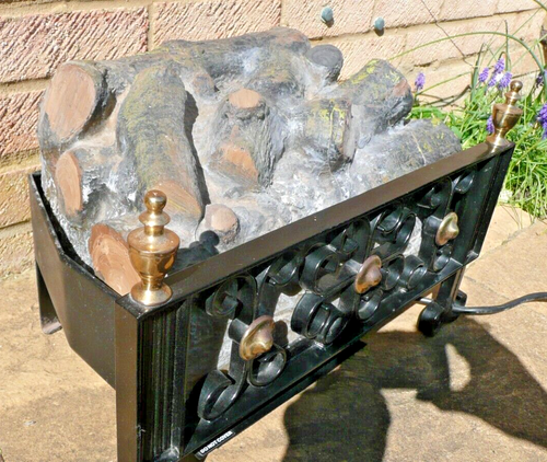 Vintage Log Effect 2kw Electric Fire Burley Model 207 with scroll design basket - Picture 6 of 22