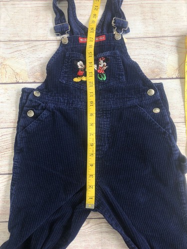 Mickey's Kids Size 6x Minnie Mouse Dark Blue Corduroy Overalls Disney VTG - Picture 8 of 9