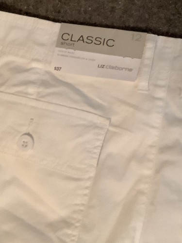 Liz Claiborne Shorts Womens 12 White Flat Front Utility High Rise 7” Inseam New - Picture 7 of 8
