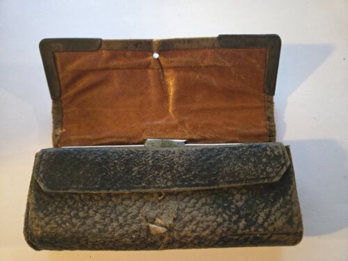 Wallet- Victorian Sterling Silver Mounted Leather -5 Compartments Rare ANTIQUE - Picture 3 of 11