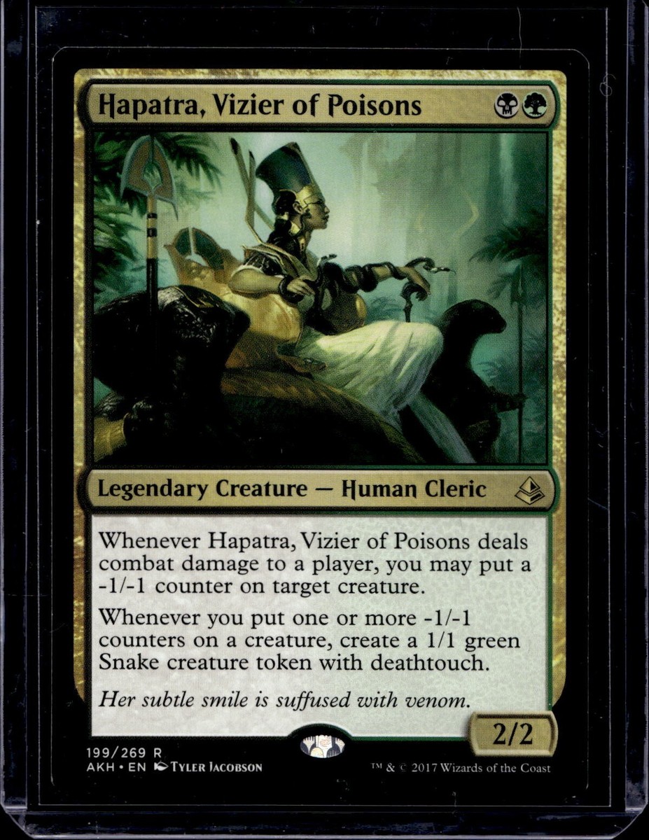 Hapatra Vizier of Poisons 1x FOIL AKH MTG Amonkhet Rare MINT black green Hapatra Vizier of Poisons 1x FOIL AKH MTG Amonkhet Rare MINT black green