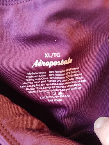 Leggings deportivos Aeropostale para mujer nuevos con etiquetas tiro alto púrpura talla XL - Imagen 4 de 4