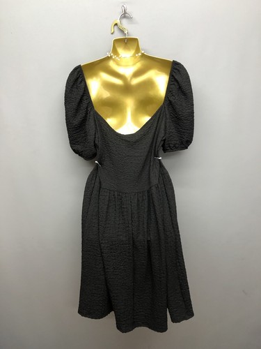 Vestido Jersey H&M Negro Hombro Descubierto Retro Texturizado UK 12 EUR 40 US 8 - Imagen 6 de 11