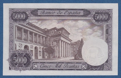 ESPAÑA / SPAIN -- 5000 PESETAS ( 1976 ) -- SC- / aUNC -- SERIE A -- PICK 155 . - Picture 2 of 2
