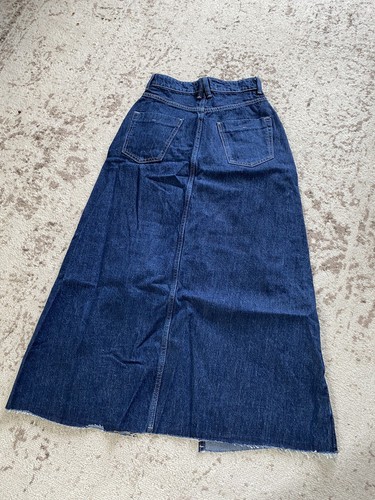 zara donna jeans blu denim linea A gonna midi spacco davanti XS - Foto 7 di 7