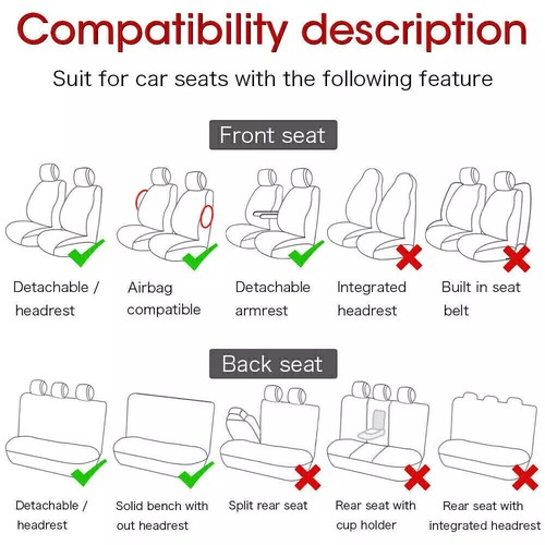 For Toyota Corolla 2003-2017 Full Set Car Seat Cover Leather Front Rear Cushion - Foto 10 di 14