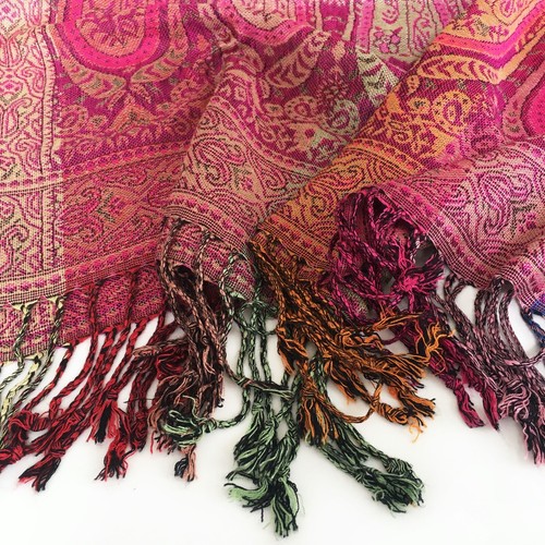 Large Multi Colour Leaf Paisley Print Pashmina Shawl Scarf Wrap Bright Rainbow - Picture 409 of 1,026