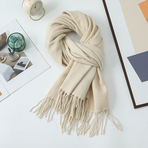 Winter Warm Windproof Scarf Thicken Wool Imitation Cashmere Scarf Tassel Shawl - Picture 9 of 31