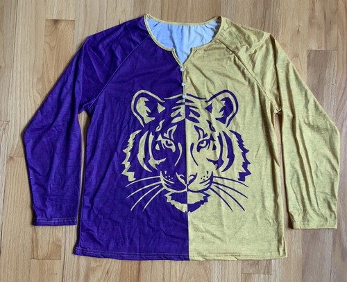 LSU Tigers Shirt Womens LARGE Purple Yellow Long Sleeve Over Sized NWOT New - Picture 2 of 9