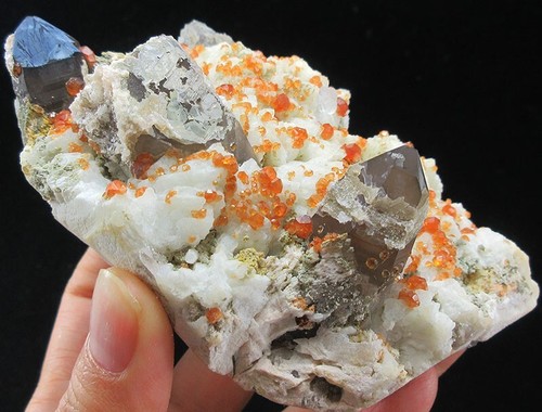351 g GEM granate/espesartina y cuarzo ahumado y cristal de fluorita espécimen mineral, Yunxi - Imagen 12 de 12