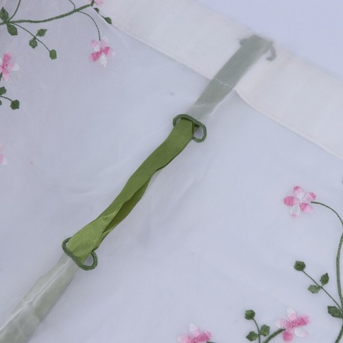 Rural Hand Embroidered Floral Shade Sheer Door Cafe Kitchen Voile Curtain for Fr - Picture 7 of 8