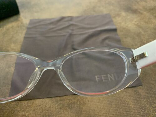 Fendi Eyeglasses Frames F907 000 White Clear Round Full Rim 49-17-135 - Picture 9 of 10