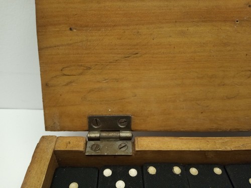 Vintage Dominosteine Set in Holz Handarbeit Box 28 Teile - Bild 4 von 12