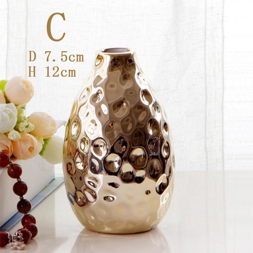 Plating Ceramic Flower Vase Golden Decorative Modern Art Vases Home Desk Display - Picture 6 of 15