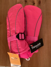 Girls NWT "Thinsulate" pink/ black ski mittens waterrproof. No size indicated
