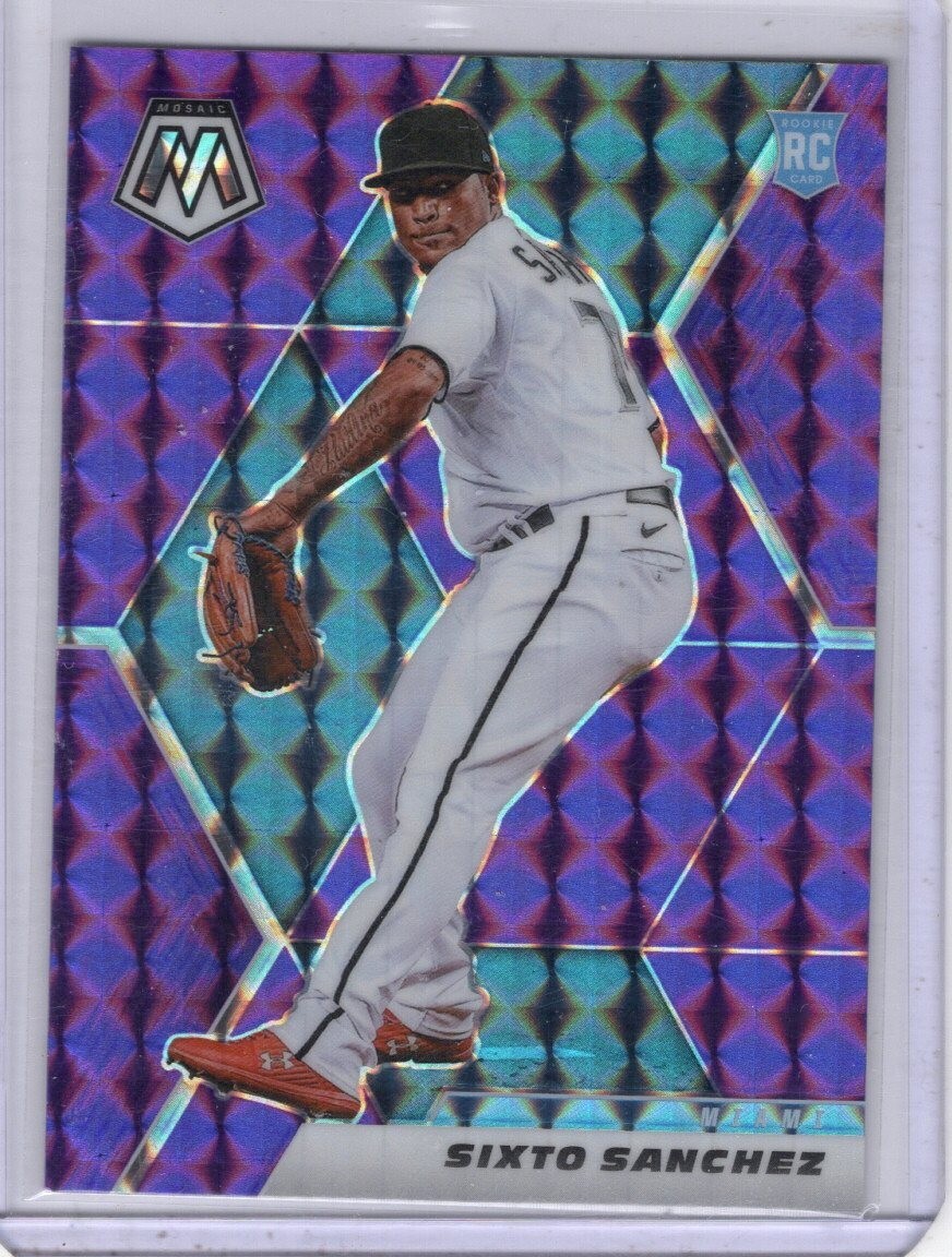 Sixto Sanchez 2021 Mosaic Rookie RC Purple Prizm 29/49 Miami Marlins