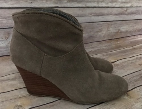 Aldo Sz 6 Taupe Brown Suede Wedge Booties - Picture 4 of 6