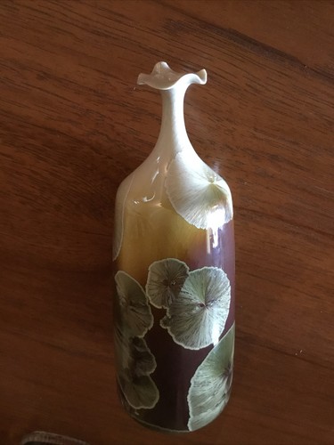 Vintage signed DAVID SNAIR (1980) Crystalline Porcelain Art Vase/Wave Rim - Picture 10 of 12