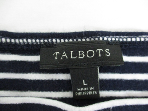 Talbots Shirt Damen Large weiß blau Oberteil gestreift Stretch Freizeit Damen - Bild 3 von 12