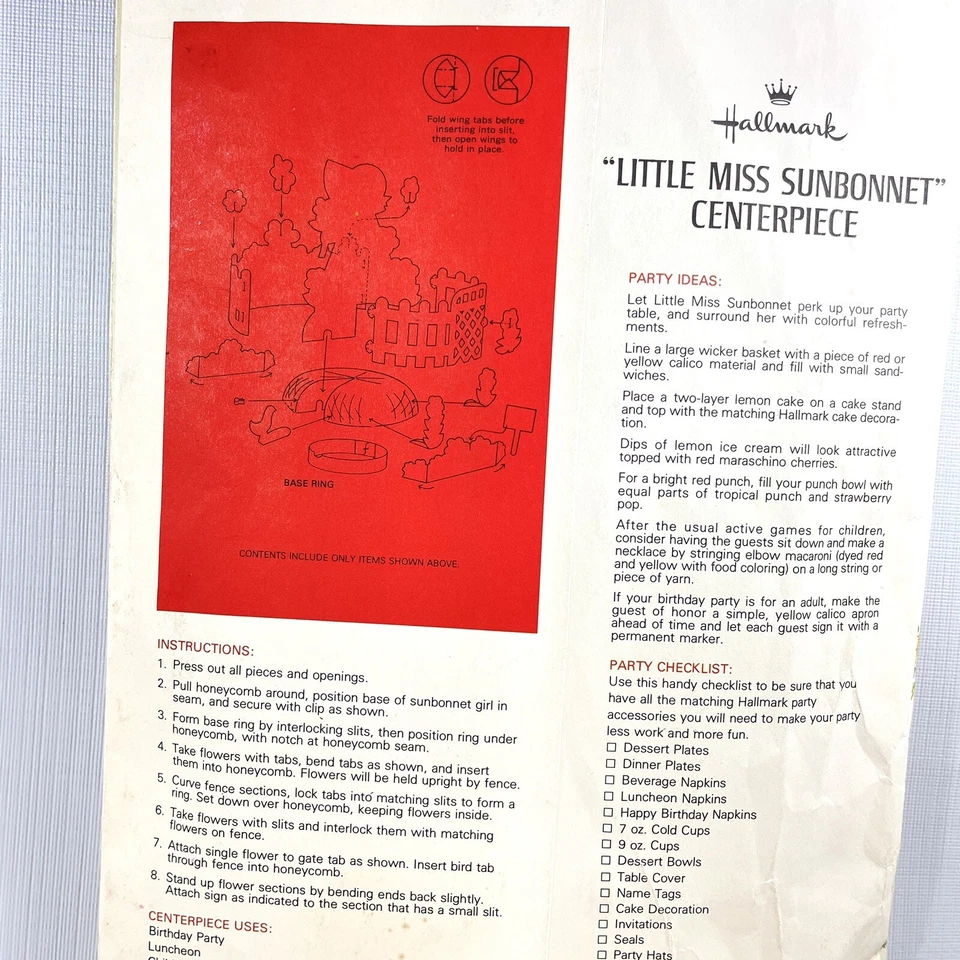 Vintage Hallmark DesignWare Paper Party Centerpieces Sesame Circus Sunbonnet 3pc - Image 3 of 4