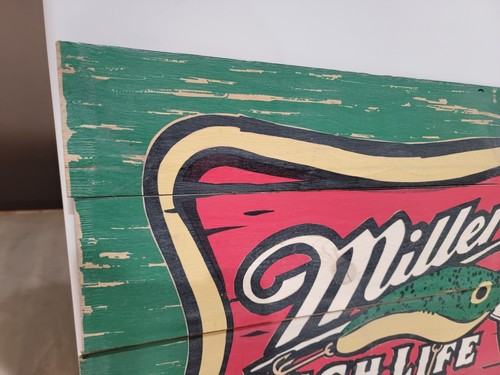 2000 Miller High Life Bier Holz Angeln Köder Schild 21" x 26" Werbebilder - Bild 8 von 11