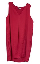 HALSTON Sleeveless Dress Trapeze Shift High Low Hot Pink Cool Flowy L