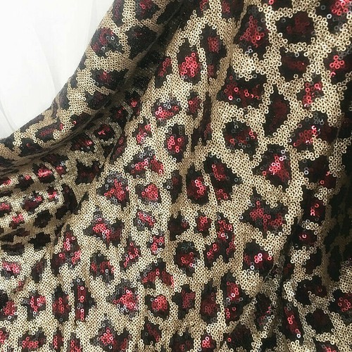 Sequin Cloth Leopard Print Fabric Glitter Sewing for Costume Evening Dress Prom - Picture 13 of 20
