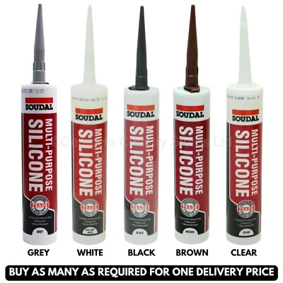 NEW Soudal 270ml Tube Multi Purpose Silicone Sealant Adhesive - Colour Choice