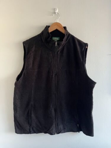 Vintage LL Bean Fleece Vest Womens Black Full Zip Pockets Outdoor Large