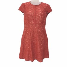Ann Taylor Loft Short Sleeve Dress Size 2 Fit &Flare Orange Coral Fall Autumn