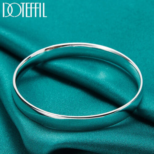 Pulsera DOTEFFIL 925 Plata Esterlina 925 10 mm Suave Sólida Joyería de Boda - Imagen 5 de 6