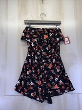 Mossimo Sunbeam Pink Womens Strapless Romper Black/Floral Print Size XS-NWT-7394
