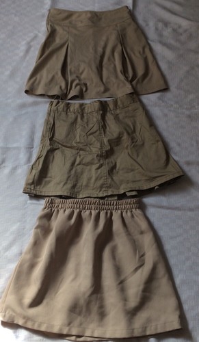 Pre-Owned Girls Khaki Uniform Skirts (With Shorts)3 Piece Set Sizes 14,12,10 - Picture 2 of 12