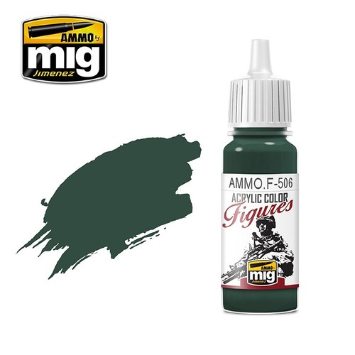 AMMO - FIGURES PAINTS Medium Russian Green Brushes and Airbrush 17ml AMMOF506