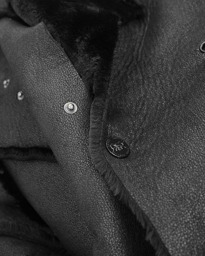 Devil Fashion Mens Dieselpunk Winter Coat Jacket Black Shearling PU Leather Goth - Picture 9 of 11