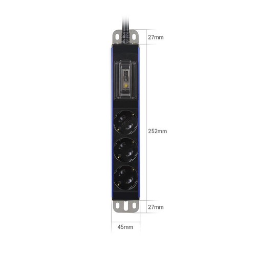 Server Wasserhahn Steckdosenleiste 4000W Kurzschlussschalter 3 Steckdosen Aluminium - Bild 7 von 7