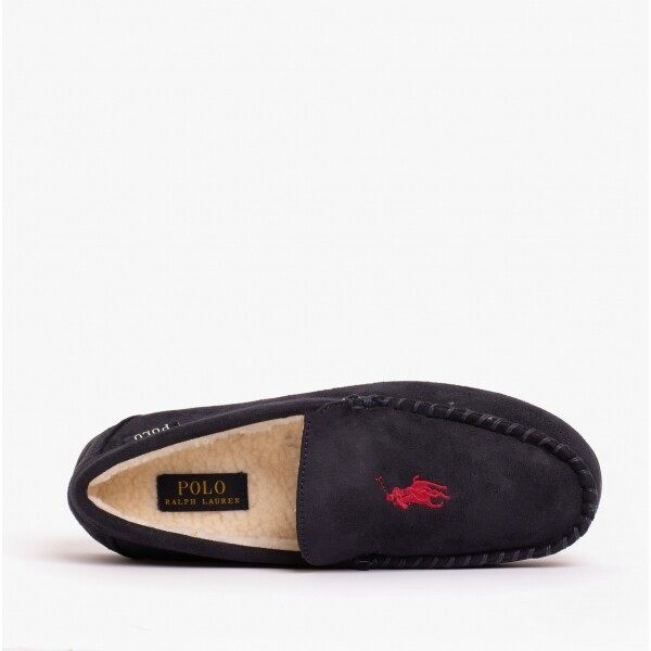 Polo Ralph Lauren DECLAN Mens Luxury Microsuede Durable Moccasin Slippers Navy Laagste prijs, verkoop