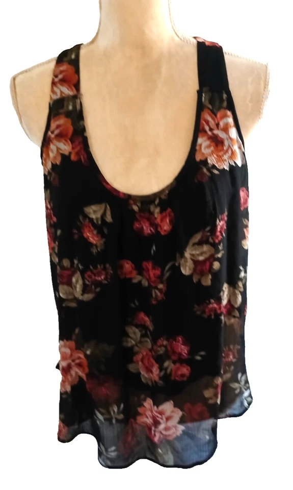 Ambiance вуаль роза цветочный racerback верхний размер L с подкладкой сексуальный женский - Изображение 2 из 4