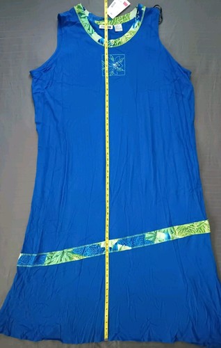 NWT C.M. Shapes Rayon Dress Women's Size 3X Blue Maxi Sleeveless Vintage Floral - Picture 5 of 7