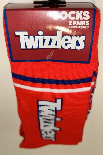 Twizzlers Odd Sox Crew Socks 2 Pair Men 8-12 W 9-13 Red Blue w Logo Chewy Candy - Picture 9 of 9