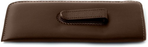 Mens Soft Slip-in Eyeglass Case w/Plastic Clip Medium Sized in Brown - Picture 2 of 2